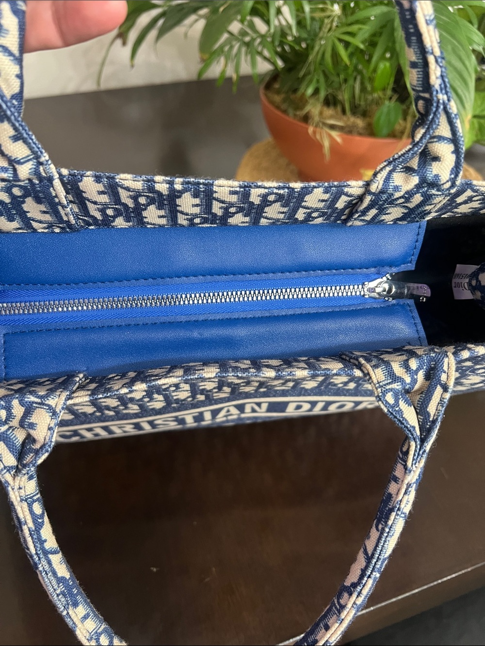 Christian Dior Blue and White Canvas Tote - Picture 5 of 11